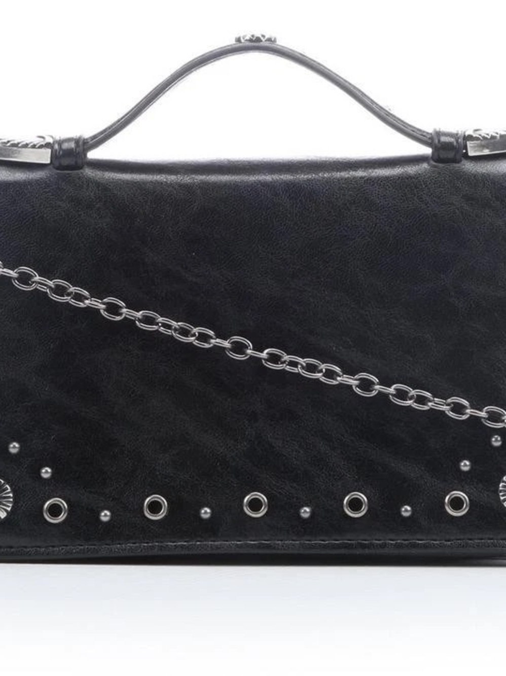Sam & Libby Black Studded Chain-Accent Women's Handbag